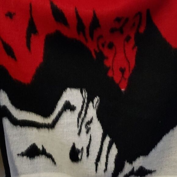 Beautiful Red/black/white Ecuadorian Wool Cape - Picture 5 of 8